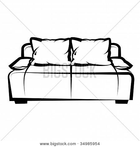 소파입니다. 자유 그리기입니다. 아이콘 흑인과 백인
