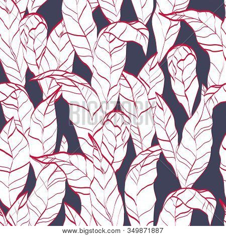 Nature. Red Leaves. Floral Vector Seamless Pattern