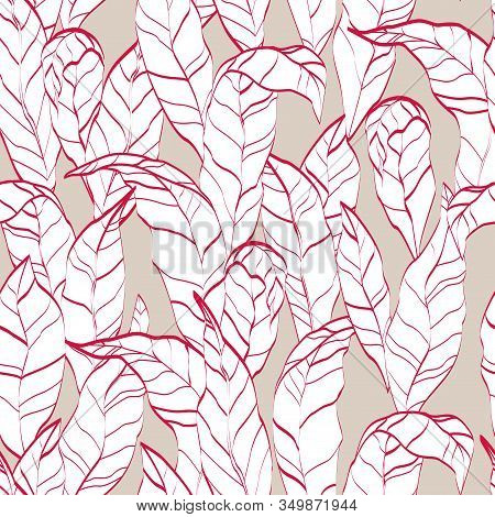 Nature. Red Leaves. Floral Vector Seamless Pattern