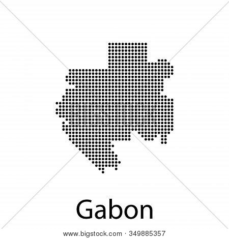 Vector Gray Map Gabon. Isolated Vector Illustration. Black On Grey Background. Eps Illustration.