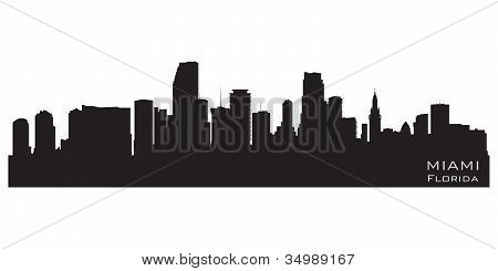 Miami, Florida Skyline. Detaljerad vektor silhuett