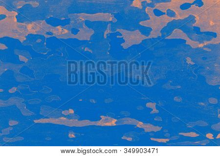 Platanus Or Sycamores Bark Tree Background. Abstract Texture Background. Blue And Orange Colors. Ton