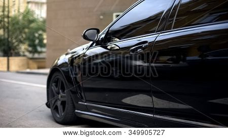 Premium Class Auto Standing At Car Parking, Luxury Vehicle For Business People