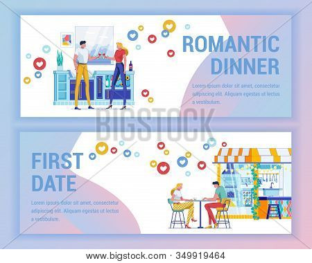 Romantic Dinner At Home And First Date Outdoor. Minibar Is Equipped In Room, Couple Stand By Picture