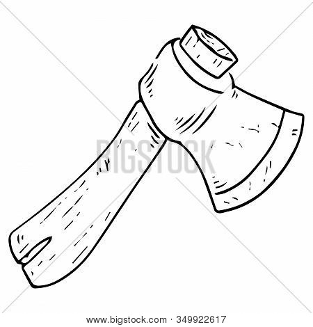 Ax Icon. Vector Illustration Of A Garden Ax. Hand Drawn Small Ax.