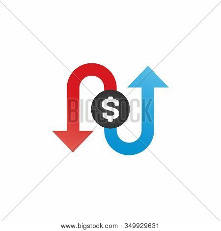 Money Icon With Arrows, Capital Decrease And Increase, Dollar Rate Increase, Investment Concept. Sto