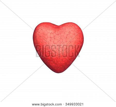 Red Painted Polyfoam Heart Isolated On White Background