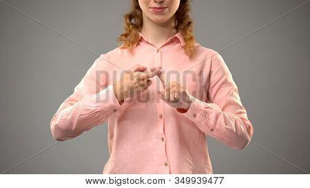 Woman Saying Friend In Sign Language, Showing Words In Asl Lesson, Communication
