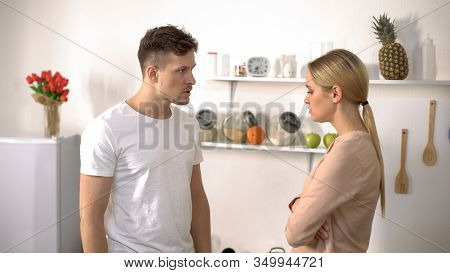 Jealous Husband Quarrelling With Young Beautiful Wife, Domestic Tyranny, Divorce