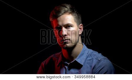 Pensive Male Under Dark-red And White Light, Split Personality, Psychology
