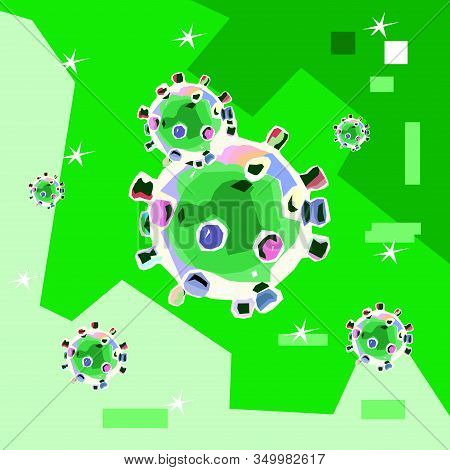 Corona Virus In Wpap Or Pop Art Style On Green Background