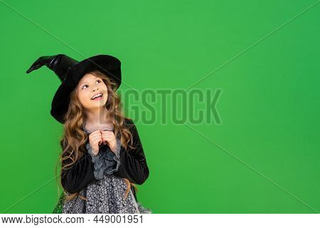Beautiful Fairy Costume For Halloween. The Girl Wore A Magician\'s Costume For The Holiday. A Magici