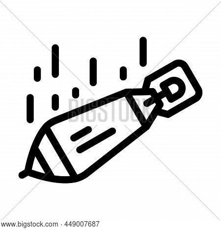 Aircraft Bomb Line Icon Vector. Aircraft Bomb Sign. Isolated Contour Symbol Black Illustration
