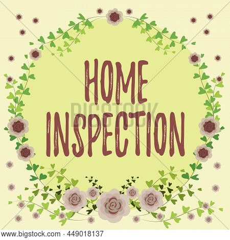 Text Showing Inspiration Home Inspection. Internet Concept Examination Of The Condition Of A Home Re