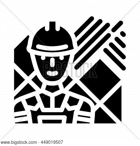 Tiler Handyman Glyph Icon Vector. Tiler Handyman Sign. Isolated Contour Symbol Black Illustration