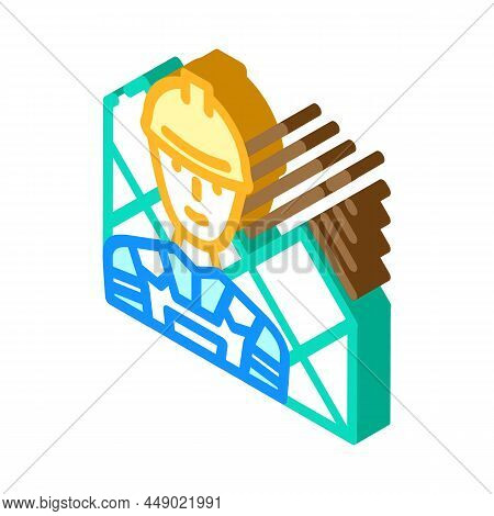 Tiler Handyman Isometric Icon Vector. Tiler Handyman Sign. Isolated Symbol Illustration