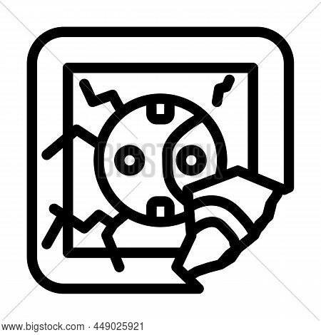 Damaged Socket Line Icon Vector. Damaged Socket Sign. Isolated Contour Symbol Black Illustration