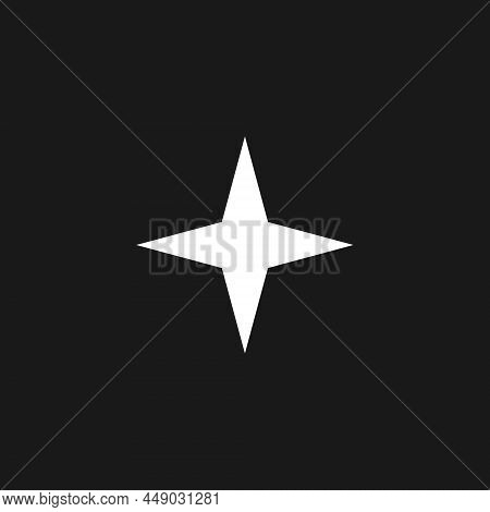 Retrowave Aesthetics Four Pointed Star. Synthwave Black And White Four Pointed Star Shape 1980s Styl