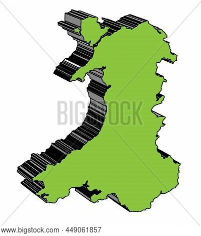 Outline Of Wales Part In The United Kingdom In 3d