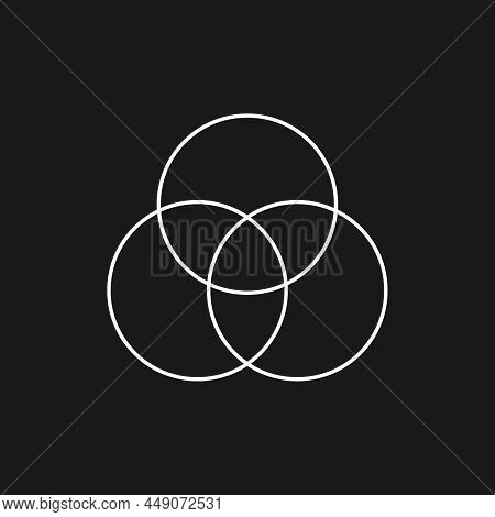 Retrowave Aesthetics Symmetrical Composition Of Intersecting Circles. Synthwave Black And White Circ