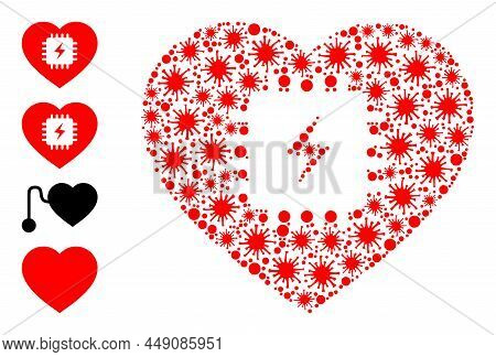 Viral Collage Heart Pacemaker Icon, And More Icons. Heart Pacemaker Collage For Breakout Images. Vec