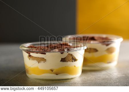 Tiramisu. Dessert With Cream For Breakfast. High Quality Photo