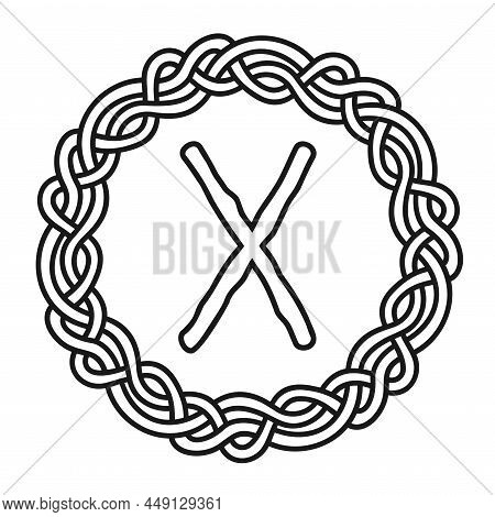 Rune Gebo In A Circle - An Ancient Scandinavian Symbol Or Sign, Amulet. Viking Writing. Hand Drawn O