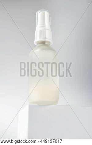 Vertical Shot Of Bottle With Enzyme Peeling Solution, Two Phase Treatment Serum With Fermented Cosme
