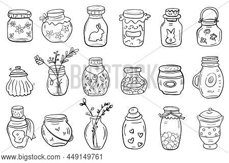 Bundle With Easter Jar, Cozy House. Homemade Blanks, Dector Elements. Holiday Collection Illustratio