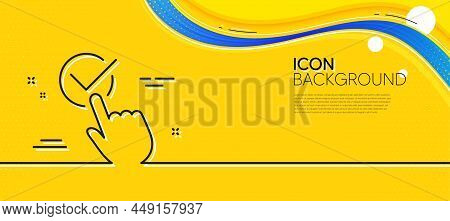 Checkbox Line Icon. Abstract Yellow Background. Accepted Or Confirmed Sign. Approve Symbol. Minimal 