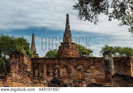 World Heritage Site At Wat Phra Si Sanphet. Ancient City And Historical Place At Ayutthaya, Thailand