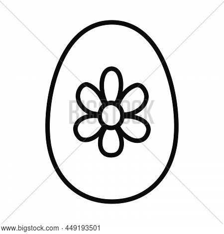 Easter Egg With Ornate Icon. Bold Outline Design With Editable Stroke Width. Vector Illustration.