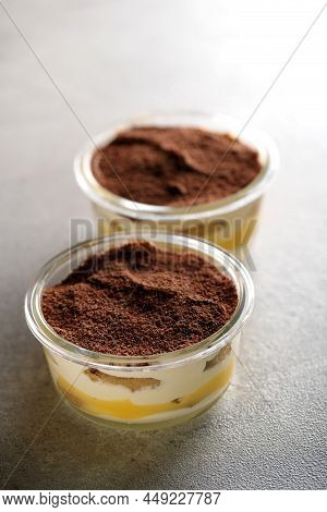 Tiramisu. Dessert With Cream For Breakfast. High Quality Photo
