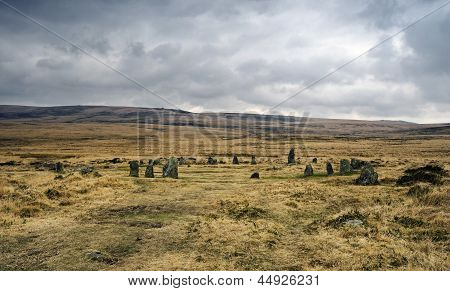 Scorehill Stone Circle på Dartmoor