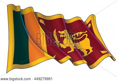 Vector Illustration Of A Waving Flag Of Sri Lanka. All Elements Neatly On Well-defined Layers And Gr