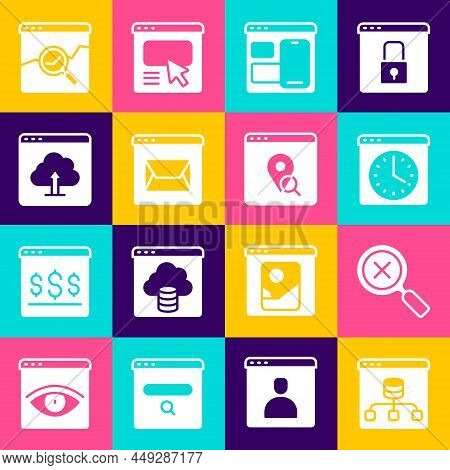 Set Server, Data, Magnifying Glass And Delete, Browser Window, Web Developer Programming Code, Websi