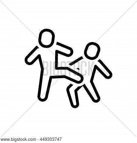 Black Line Icon For Violence Brutality Assault Fight Disturbance Disturbance Struggle Brawl Squabble
