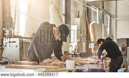 Custom Projects With Artistic, Design Oriented Value. Portrait Of Caucasian Worker Holding A Brush, 