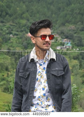 Mandi, Himachal Pradesh, India - 09 08 2021: A Good Looking Indian Young Guy Wearing Minions Printed