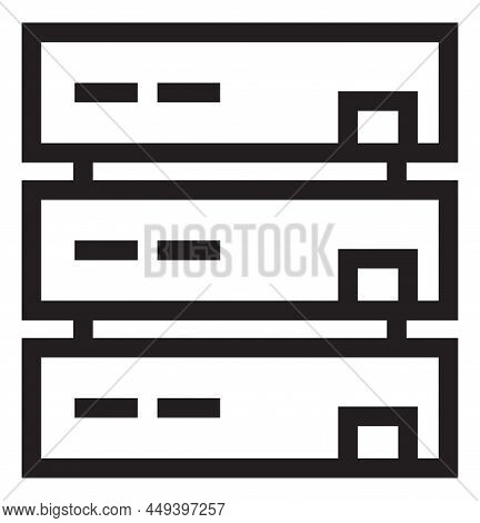 Server Icon. Data Center Symbol. Informational Storage
