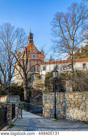 The Rondell Pavilion In Historical Castle Complex In Old Town Of Jindrichuv Hradec City. It Is The T