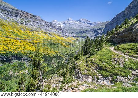 Views Of The Steps Of Soaso And Waterfall Of The Horse Tail In The Background In Ordesa And Monte Pe