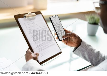 Taking Document Picture Using Phone Or Smartphone