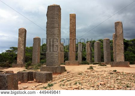 Architectural Stonehenge Particular Ibizan Structure Of Author In An Arid Clearing On The Sea In Bal