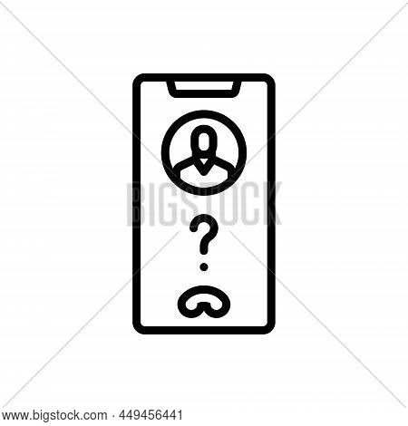 Black Line Icon For Unknown Call Fraud Number Phone Robocall Anonymous Incoming Attention