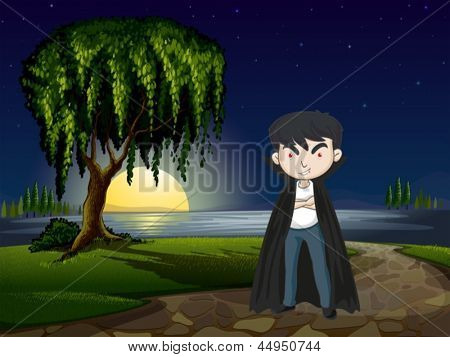 Illustration d'un vampire aux yeux rouges