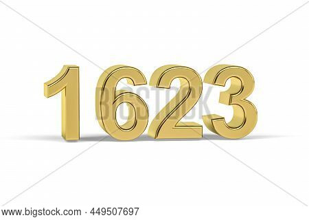 Golden 3d Number 1623 - Year 1623 Isolated On White Background - 3d Render