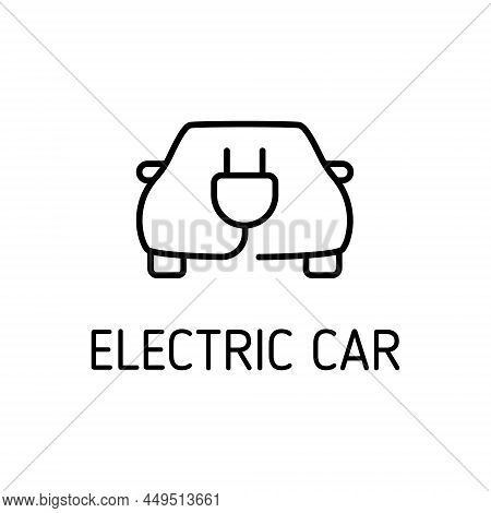 Electric Car Outline Vector Icon Isolated On White Background. Electric Car Flat Icon For Web, Mobil