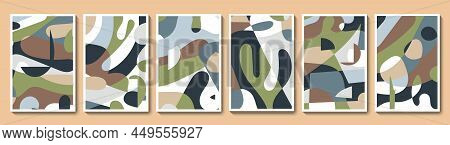 Set Of Modern Abstract Aesthetic Pattern Backgrounds. Minimalist Contemporary Wawy Shapes Vector Ill
