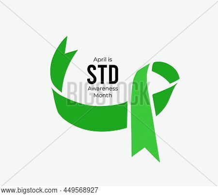 Std Awareness Month. Vector Illustraion With Green Ribbon On White